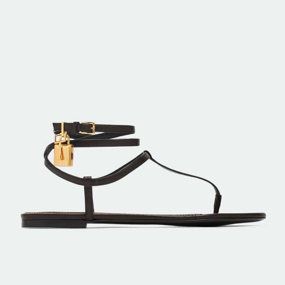 NIB Tom Ford Black Leather Sandals Size 36(6) Retail $1100